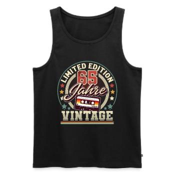 65th Birthday Vintage Cassette - Men's Premium Organic Tank Top - black - Front - AI Model Male 178 light (178cm)