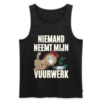 Parti Vuurwerk - Débardeur bio Premium Homme - noir - Devant - AI Model Male 178 light (178cm)