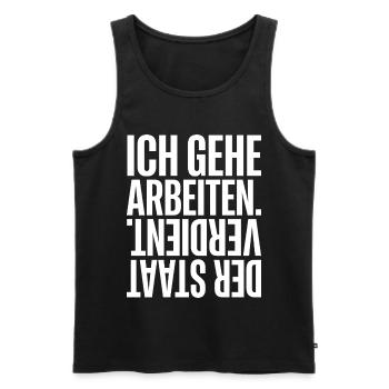 I go to work, the state earns - Men's Premium Organic Tank Top - black - Front - AI Model Male 178 light (178cm)