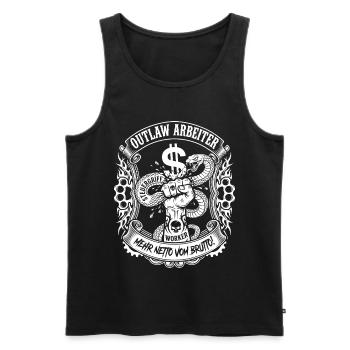 Outlaw Arbeiter Faust Zerquetscht Steuer Schlange - Männer Premium Bio Tank Top - Schwarz - Vorne - AI Model Male 178 light (178cm)
