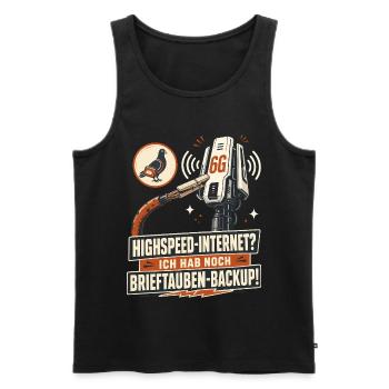 Brieftauben Backup Für Highspeed Internet. - Männer Premium Bio Tank Top - Schwarz - Vorne - AI Model Male 178 light (178cm)