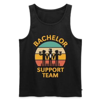 Bachelor Support Team (Stag Party / Sunset / 5C) - Men's Premium Organic Tank Top - black - Front - AI Model Male 178 light (178cm)