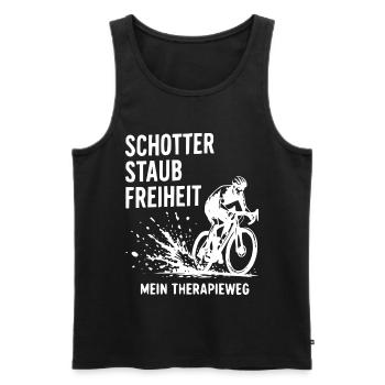 Schotter Freiheit Gravelradfahren - Männer Premium Bio Tank Top - Schwarz - Vorne - Michal (187cm)