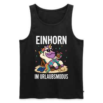 Einhorn Urlaubsmodus Männer Camping Fun Shirt  - Männer Premium Bio Tank Top - Schwarz - Vorne - Michal (187cm)