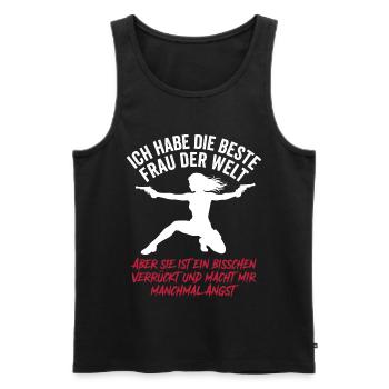 Beste Frau der Welt Verrückt Ehemann Spruch - Männer Premium Bio Tank Top - Schwarz - Vorne - Michal (187cm)