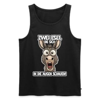 Zwei Esel schauen sich an – Lustiger Spruch - Männer Premium Bio Tank Top - Schwarz - Vorne - Michal (187cm)