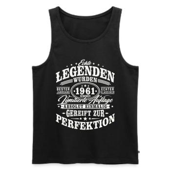 1961 Jahrgang geboren Geburtstag Vintage Geschenk - Männer Premium Bio Tank Top - Schwarz - Vorne - Michal (187cm)
