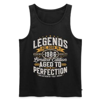 Cadeau rétro vintage d’anniversaire 1986 - Débardeur bio Premium Homme - noir - Devant - Michal (187cm)
