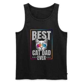 Meilleur papa chat jamais! cadeau - Débardeur bio Premium Homme - noir - Devant - AI Model Male 178 light (178cm)