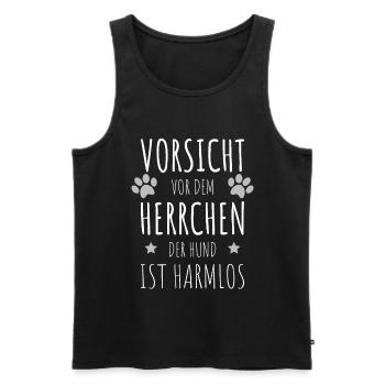 Vorsicht vor dem Herrchen der Hund ist harmlos - Männer Premium Bio Tank Top - Schwarz - Vorne - Michal (187cm)
