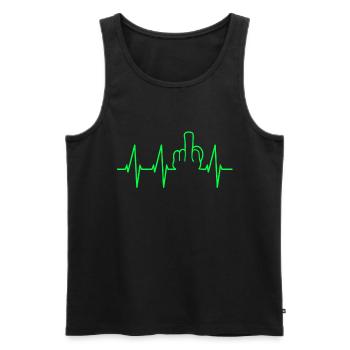 Fuck Off - Majeur en rythme cardiaque ECG - Débardeur bio Premium Homme - noir - Devant - AI Model Male 178 light (178cm)