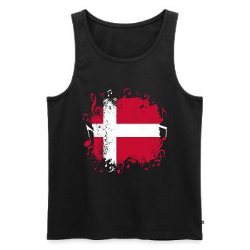 Danemark Drapeau Musique - Débardeur bio Premium Homme - noir - Devant - Michal (187cm)