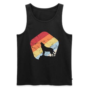 Loup Pleine Lune Hurlant Mystic Vintage Forest Cadeau - Débardeur bio Premium Homme - noir - Devant - Michal (187cm)