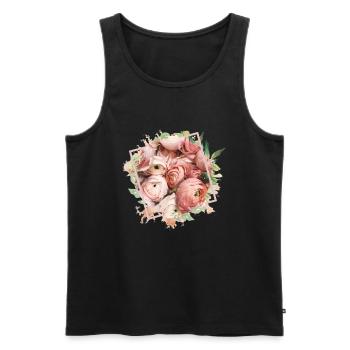 Wonderful bouquet of roses. Fashion oriented. Rose - Men's Premium Organic Tank Top - black - Front - AI Model Male 178 light (178cm)