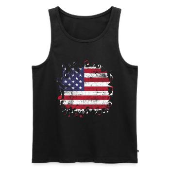 Musique drapeau USA - Débardeur bio Premium Homme - noir - Devant - Michal (187cm)