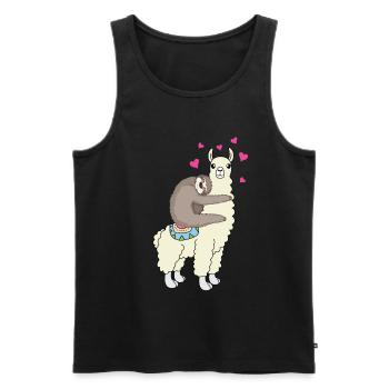 Alpaca Lama sloth love heart friends gift - Men's Premium Organic Tank Top - black - Front - Michal (187cm)