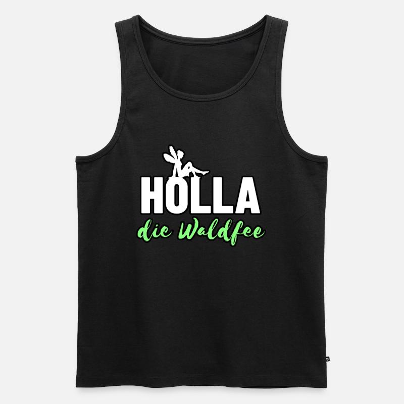 Holla die Waldfee - Männer Premium Bio Tank Top - Schwarz