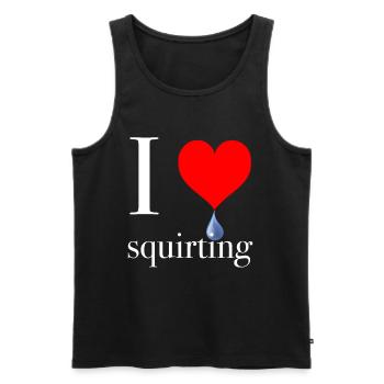 Squirting funny saying sex woman - Men's Premium Organic Tank Top - black - Front - AI Model Male 178 light (178cm)
