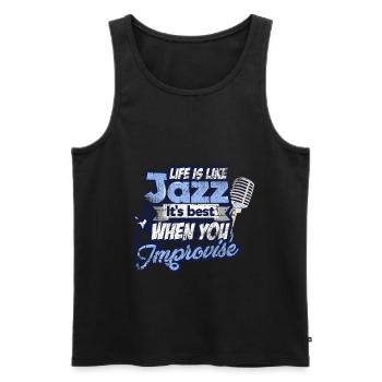 Jazz - Männer Premium Bio Tank Top - Schwarz - Vorne - AI Model Male 178 light (178cm)