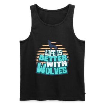 wolves - Men's Premium Organic Tank Top - black - Front - Michal (187cm)