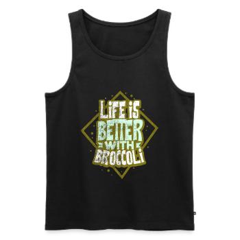broccoli - Men's Premium Organic Tank Top - black - Front - Michal (187cm)