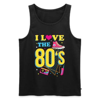 80er jahre mottoparty vintage retro style disco - Männer Premium Bio Tank Top - Schwarz - Vorne - AI Model Male 178 light (178cm)