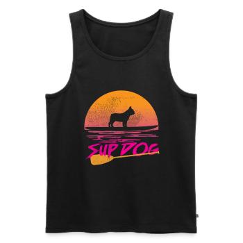 Cadeau Stand Up Paddling Bouledogue Français - Débardeur bio Premium Homme - noir - Devant - Michal (187cm)
