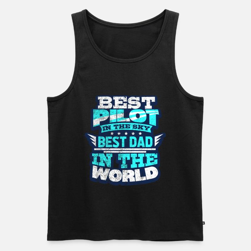 Pilot Papa - Männer Premium Bio Tank Top - Schwarz