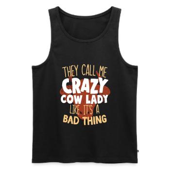 Cow peasant woman - Men's Premium Organic Tank Top - black - Front - Michal (187cm)