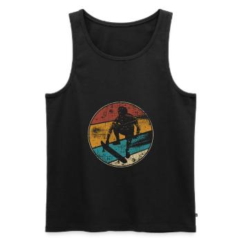 Skateboard patineur vintage - Débardeur bio Premium Homme - noir - Devant - Michal (187cm)