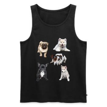 chiots mignons - Débardeur bio Premium Homme - noir - Devant - AI Model Male 178 light (178cm)