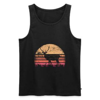 Hirsch vintage - Männer Premium Bio Tank Top - Schwarz - Vorne - Michal (187cm)