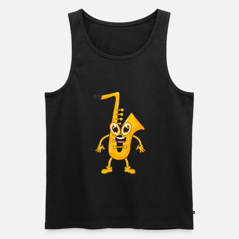 Saxofon - Männer Premium Bio Tank Top - Schwarz