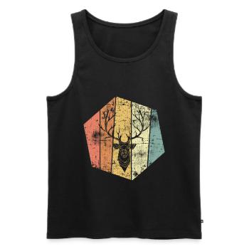 Hirsch vintage - Männer Premium Bio Tank Top - Schwarz - Vorne - Michal (187cm)