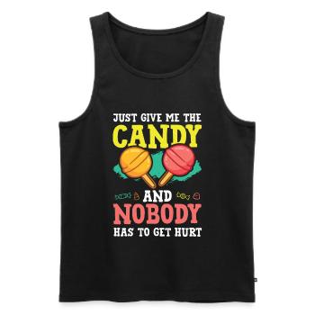 Candy disant Candy - Débardeur bio Premium Homme - noir - Devant - AI Model Male 178 light (178cm)
