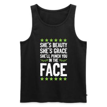 Woman kickboxing funny - Men's Premium Organic Tank Top - black - Front - Michal (187cm)