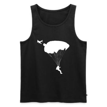 Avion et parachute sauteur - Débardeur bio Premium Homme - noir - Devant - Michal (187cm)