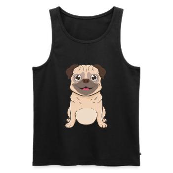 chien carlin - Débardeur bio Premium Homme - noir - Devant - Michal (187cm)