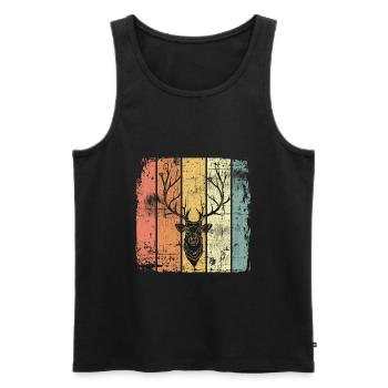 Hirsch vintage - Männer Premium Bio Tank Top - Schwarz - Vorne - Michal (187cm)