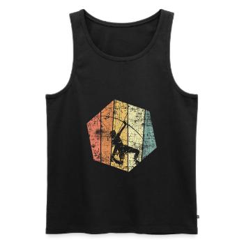 Tir à l'arc vintage - Débardeur bio Premium Homme - noir - Devant - Michal (187cm)