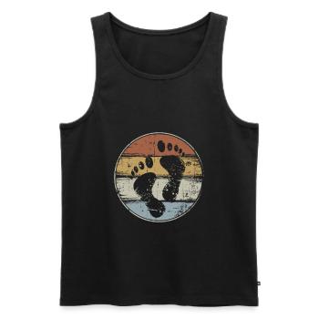 Barefoot footprint vintage feet - Men's Premium Organic Tank Top - black - Front - AI Model Male 178 light (178cm)