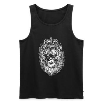 Lion avec couronne dessinée à la main - Débardeur bio Premium Homme - noir - Devant - Michal (187cm)