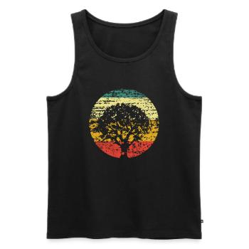 Baum vintage Umweltschutz Wald - Männer Premium Bio Tank Top - Schwarz - Vorne - Michal (187cm)