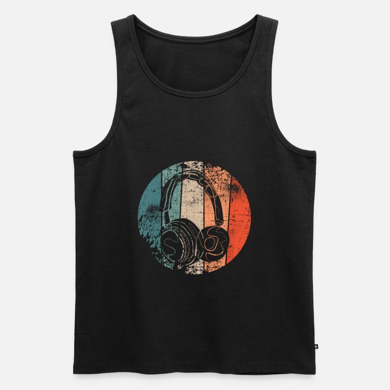 Kopfhörer Musik retro - Männer Premium Bio Tank Top - Schwarz