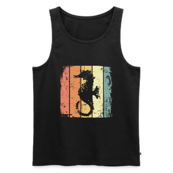 Seepferdchen retro Tauchen Schwimmen - Männer Premium Bio Tank Top - Schwarz - Vorne - Michal (187cm)