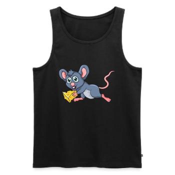 Maus mit Käse - Männer Premium Bio Tank Top - Schwarz - Vorne - Michal (187cm)
