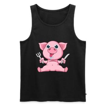 Porc Manger - Débardeur bio Premium Homme - noir - Devant - Michal (187cm)