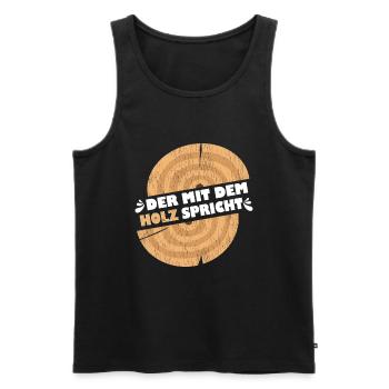 Der Mit Dem Holz Spricht Schreiner Geschenk - Männer Premium Bio Tank Top - Schwarz - Vorne - AI Model Male 178 light (178cm)