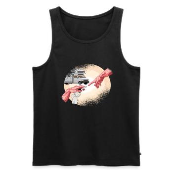 Wohnmobil Camper - Wohnmobil auf Campingplatz - Männer Premium Bio Tank Top - Schwarz - Vorne - AI Model Male 178 light (178cm)