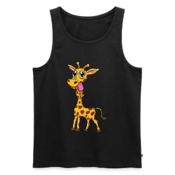 Girafe drôle - Débardeur bio Premium Homme - noir - Devant - Michal (187cm)